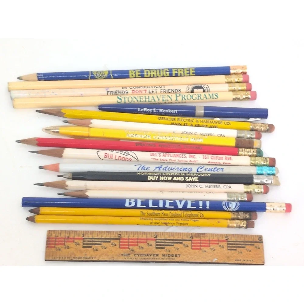 Lot of 17 Vintage Pencils from Connecticut Business Advertising SCSU Police More